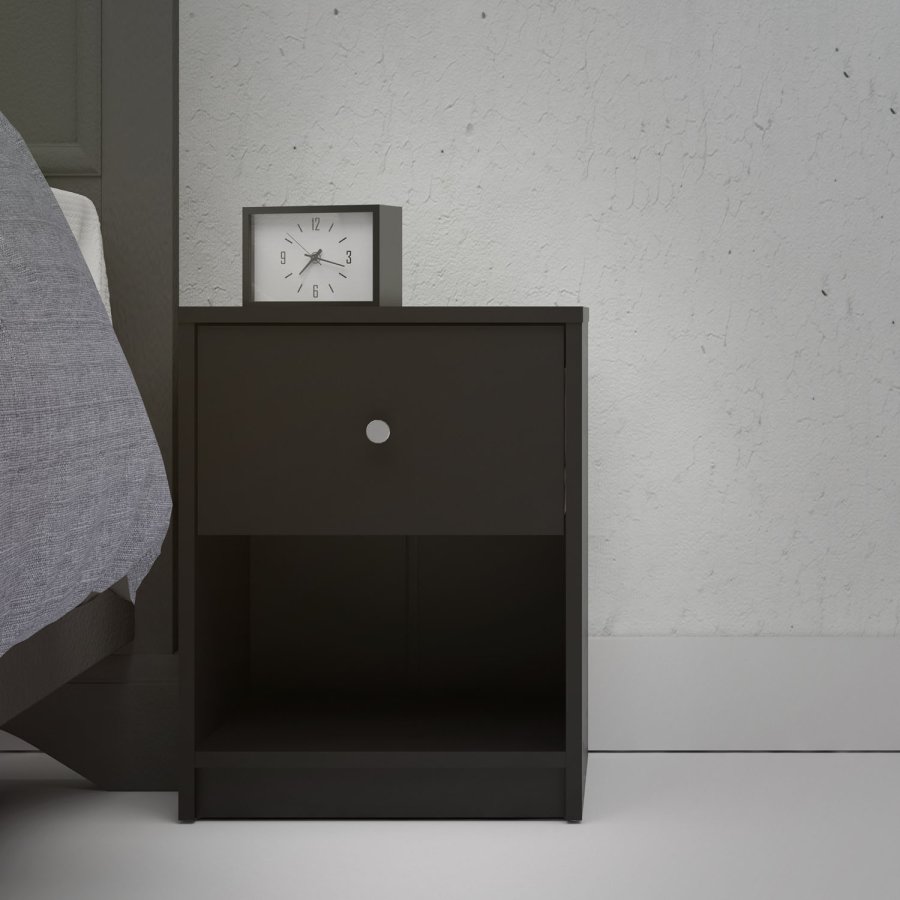 
TVILUM may natbord - sort træ, kvadratisk, med 1 skuffe og 1 rum
