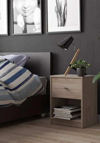 TVILUM May Nachttisch, mit 1 Fach und 1 Schublade - Naturfolie und Kunststoff (37,9x30,1)