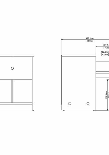 TVILUM May Nachttisch, mit 1 Fach und 1 Schublade - Naturfolie und Kunststoff (37,9x30,1)