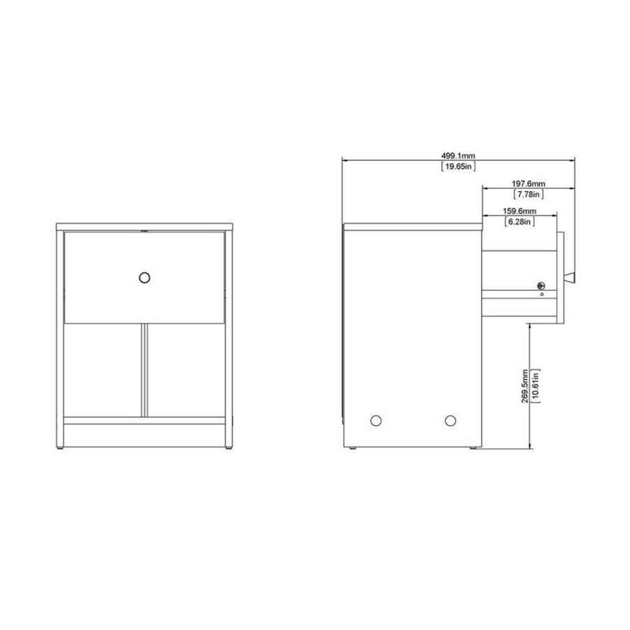 TVILUM May Nachttisch, mit 1 Fach und 1 Schublade - Naturfolie und Kunststoff (37,9x30,1)