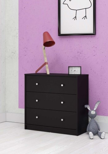 
TVILUM May kommode - sort træ, m. 3 skuffer
