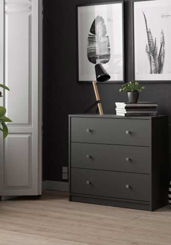 
TVILUM May kommode - sort træ, m. 3 skuffer
