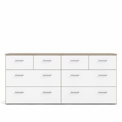 Space kommode, m. 8 skuffer hvid/ egetr�sfarvet folie