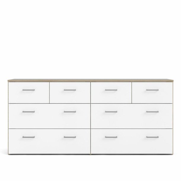 Space kommode, m. 8 skuffer hvid/ egetr�sfarvet folie