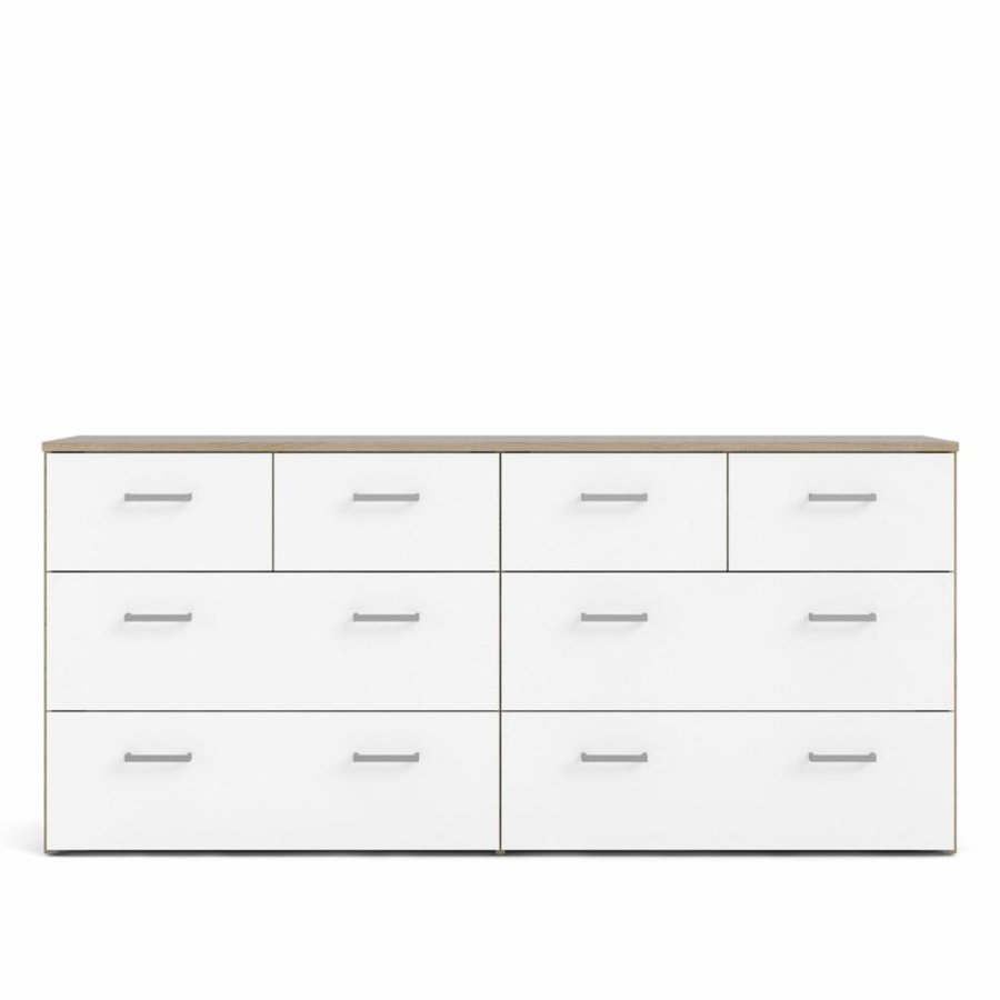 TVILUM Space Kommode, m. 8 Schubladen - wei�/eichenfarbene Folie und Kunststoff