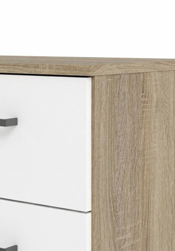 TVILUM Space Kommode, m. 8 Schubladen - wei�/eichenfarbene Folie und Kunststoff