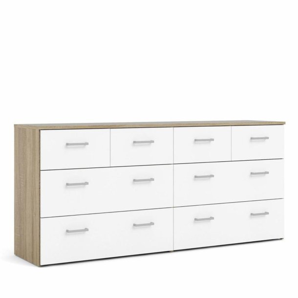 Space kommode, m. 8 skuffer hvid/ egetr�sfarvet folie