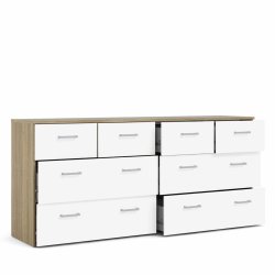 Space kommode, m. 8 skuffer hvid/ egetr�sfarvet folie