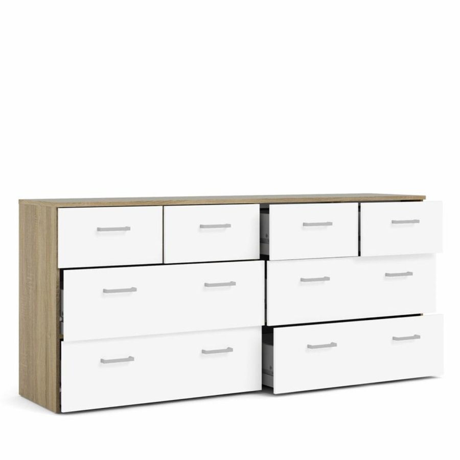 TVILUM Space Kommode, m. 8 Schubladen - wei�/eichenfarbene Folie und Kunststoff