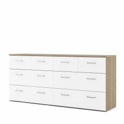 Space kommode, m. 8 skuffer hvid/ egetr�sfarvet folie