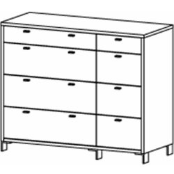 Space kommode, m. 8 skuffer hvid/ egetr�sfarvet folie