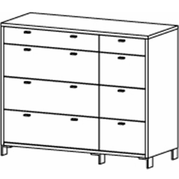 Space kommode, m. 8 skuffer hvid/ egetr�sfarvet folie
