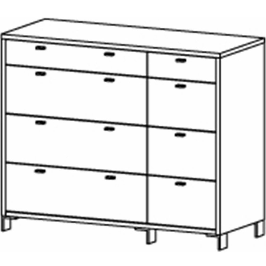 TVILUM Space Kommode, m. 8 Schubladen - wei�/eichenfarbene Folie und Kunststoff