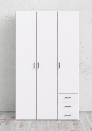 
TVILUM space garderobeskab - rektangulært, hvidt træ, 3 låger og 3 skuffer
