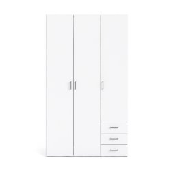 Space garderobeskab - hvidt tr, m.3 lger og  3 skuffer