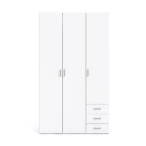 TVILUM space garderobeskab - rektangulrt, hvidt tr, 3 lger og 3 skuffer