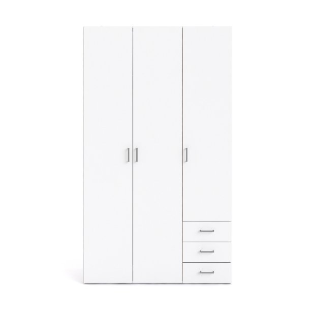 Space garderobeskab - hvidt tr, m.3 lger og  3 skuffer