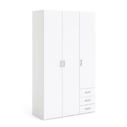 Space garderobeskab - hvidt tr, m.3 lger og  3 skuffer