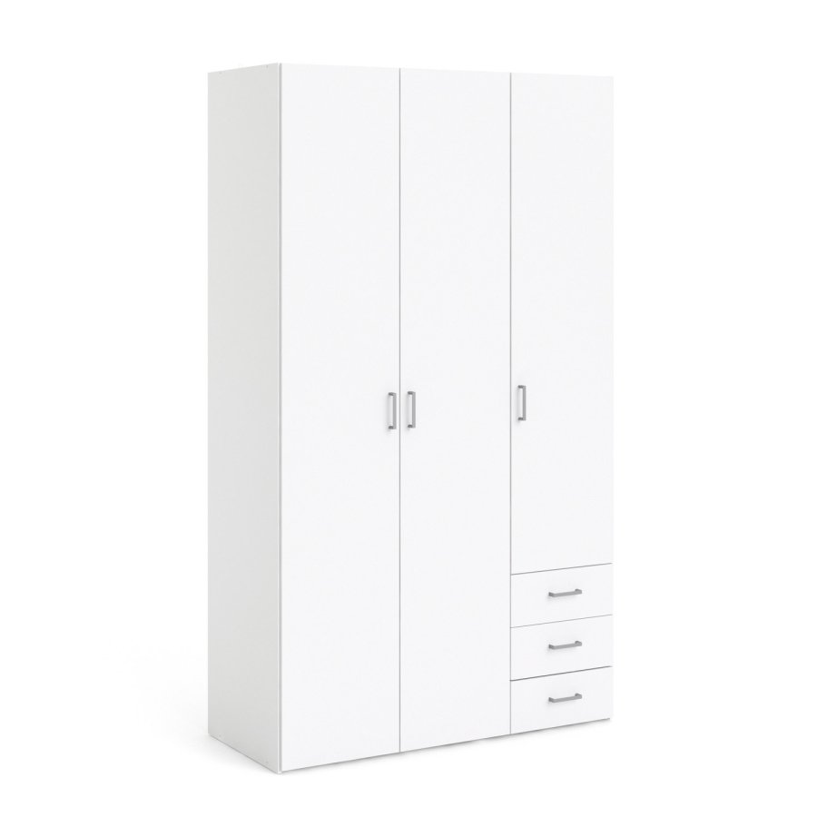 
TVILUM space garderobeskab - rektangulært, hvidt træ, 3 låger og 3 skuffer
