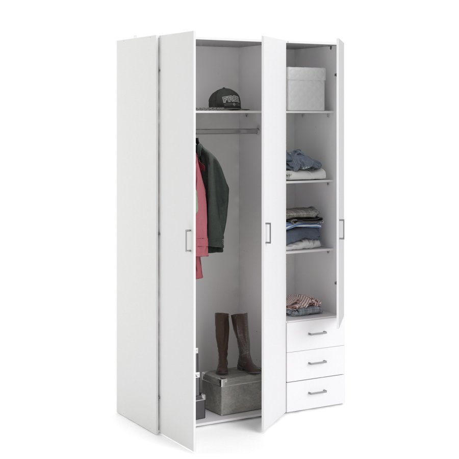 
TVILUM space garderobeskab - rektangulært, hvidt træ, 3 låger og 3 skuffer
