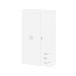 Space garderobeskab - hvidt tr, m.3 lger og  3 skuffer