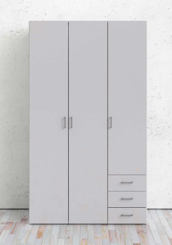 TVILUM Space garderobe - hvit hyglans tre, m. 3 drer og 3 skuffer