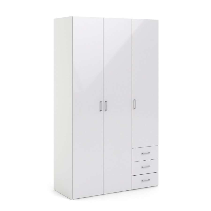 TVILUM Space garderobe - hvit hyglans tre, m. 3 drer og 3 skuffer