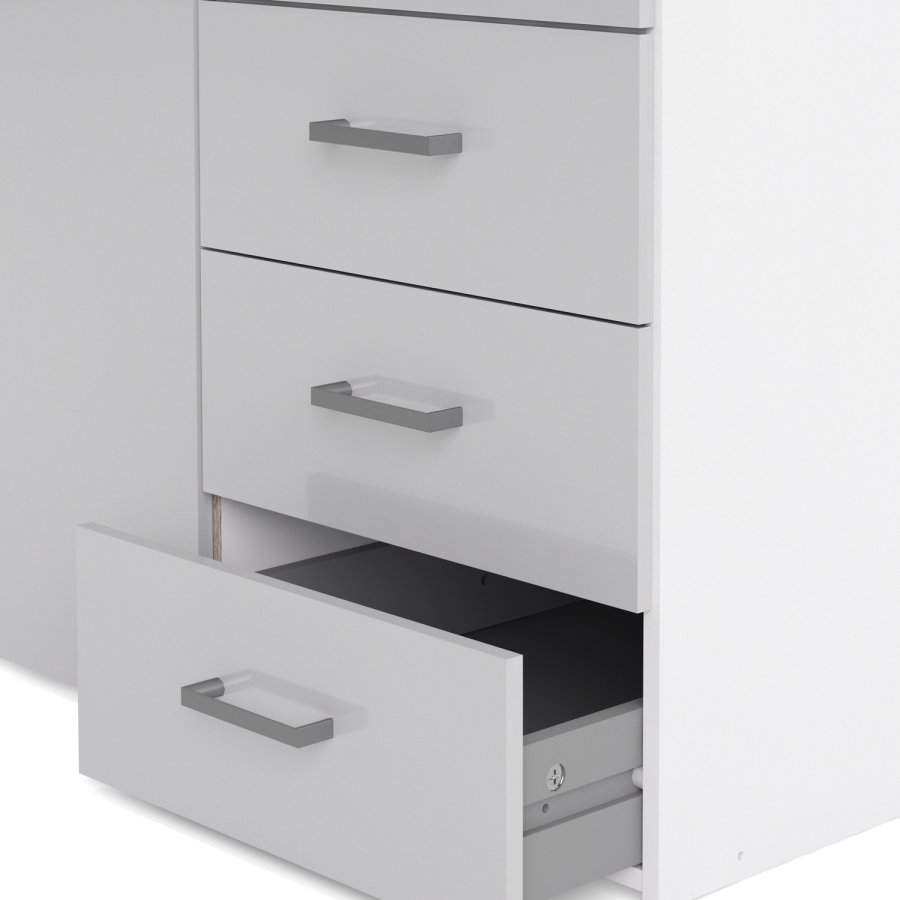 TVILUM Space garderobe - hvit hyglans tre, m. 3 drer og 3 skuffer