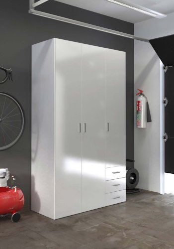 TVILUM Space garderobe - hvit hyglans tre, m. 3 drer og 3 skuffer
