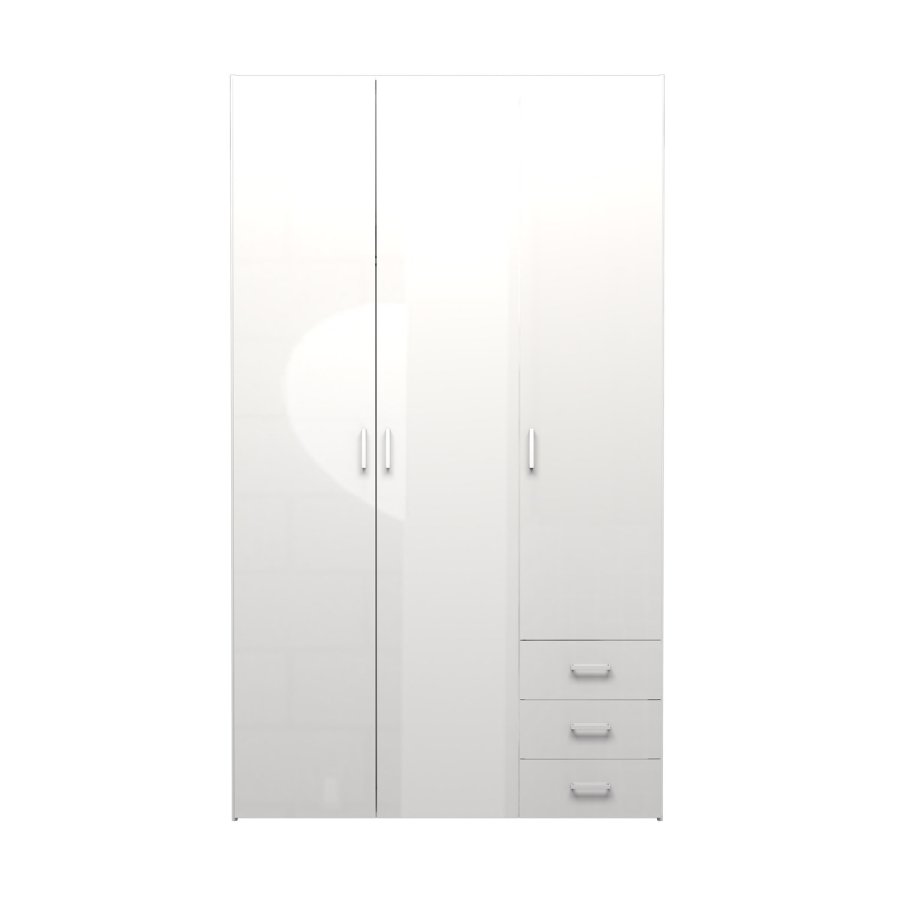 TVILUM Space garderobe - hvit hyglans tre, m. 3 drer og 3 skuffer