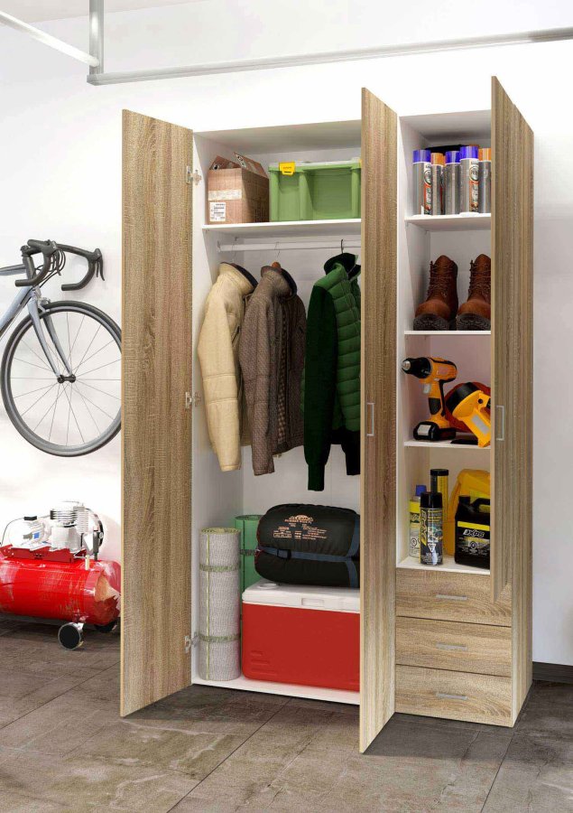 
TVILUM space garderobeskab - egestruktur, 3 låger og 3 skuffer
