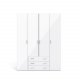 TVILUM Space garderobe - hvit/hvit hyglans, m. 4 drer og 3 skuffer
