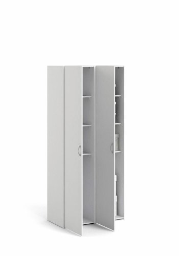 TVILUM Space Kleiderschrank, mit 2 T�ren und 6 Einlegeb�den - wei�e Spanplatte