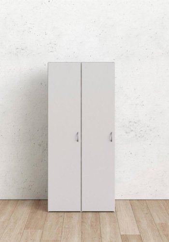 TVILUM Space garderobe, m. 2 drer og 6 hyller - hvit sponplate