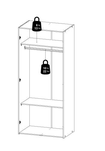 
TVILUM space garderobeskab hvidt træ med to låger og to hylder
