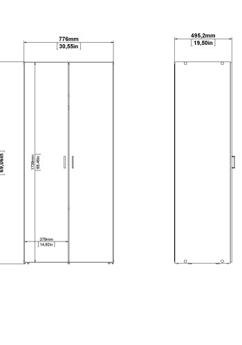 
TVILUM space garderobeskab hvidt træ med to låger og to hylder

