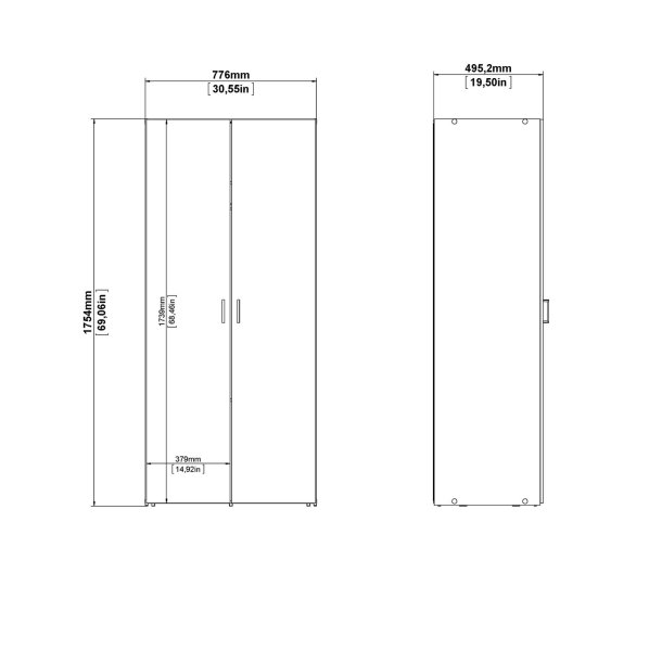 Space garderobeskab - hvid tr, m. 2 lger og 2 hylder