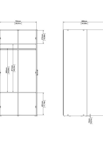 
TVILUM space garderobeskab hvidt træ med to låger og to hylder
