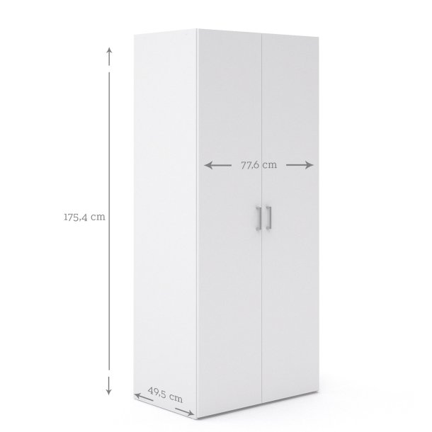 Space garderobeskab - hvid tr, m. 2 lger og 2 hylder