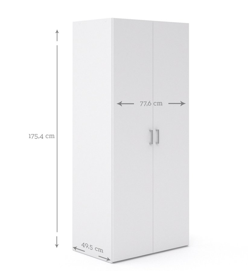 
TVILUM space garderobeskab hvidt træ med to låger og to hylder
