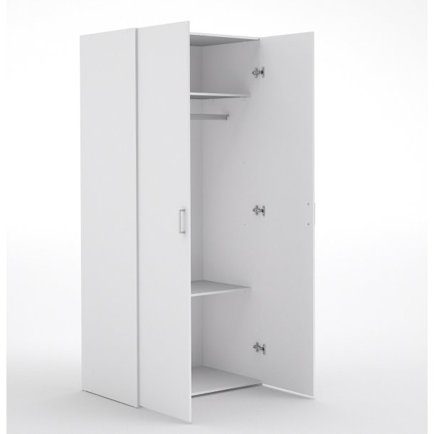 Space garderobeskab - hvid tr, m. 2 lger og 2 hylder