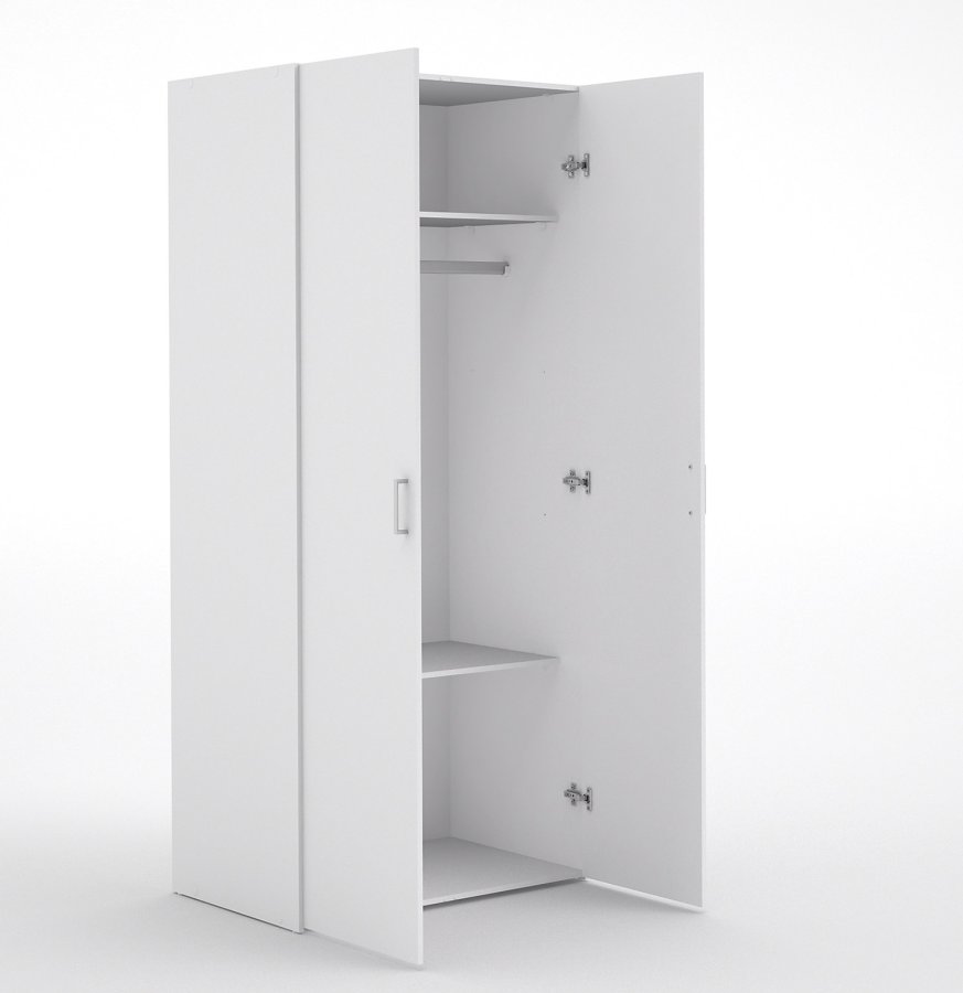 
TVILUM space garderobeskab hvidt træ med to låger og to hylder
