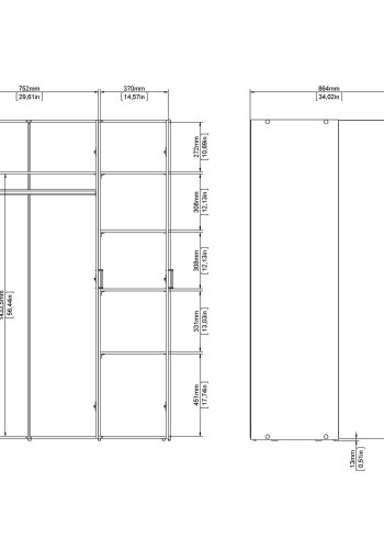
TVILUM space garderobeskab - hvidt træ, 3 låger
