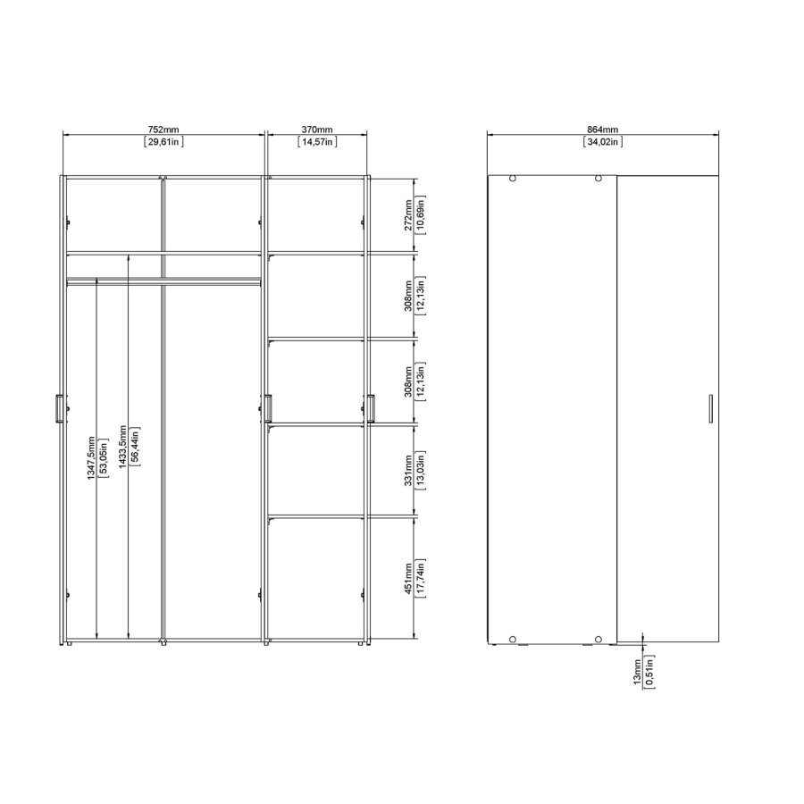
TVILUM space garderobeskab - hvidt træ, 3 låger

