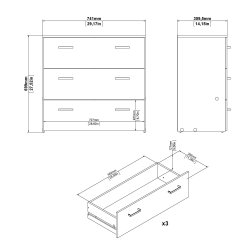Space kommode - hvid tr, m. 3 skuffer 