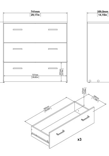 
TVILUM space kommode - hvid laminat, 3 skuffer
