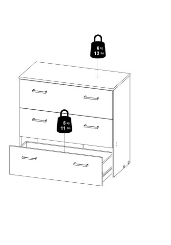 
TVILUM space kommode - hvid laminat, 3 skuffer
