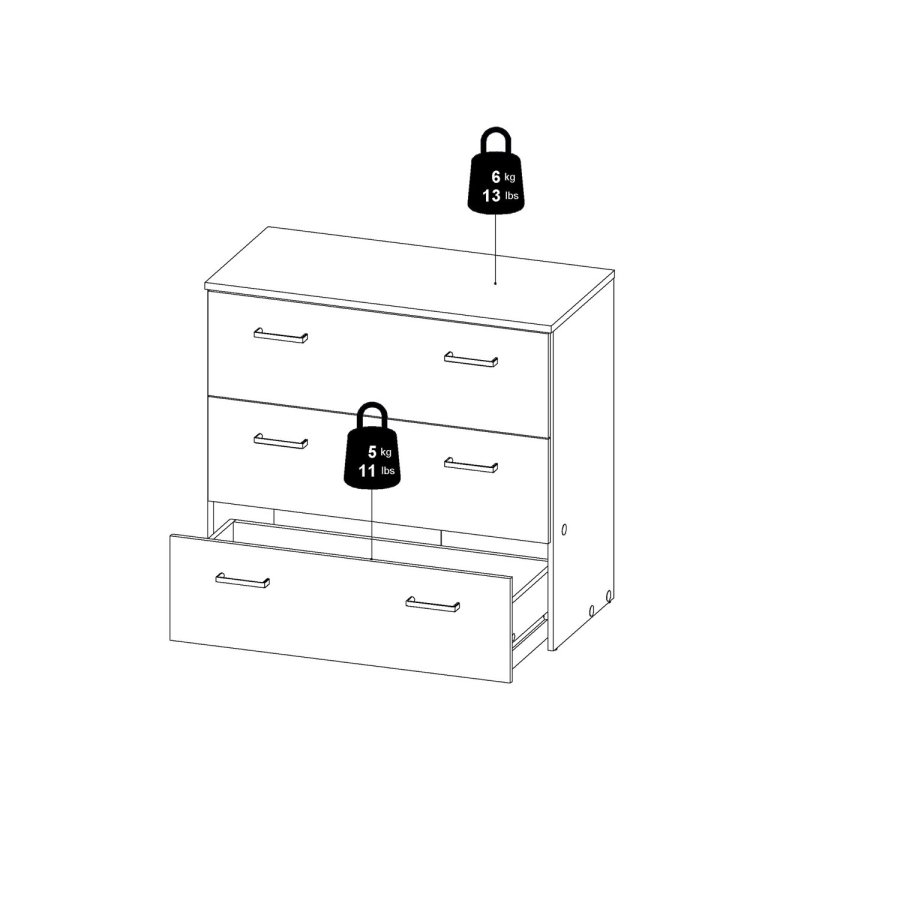 
TVILUM space kommode - hvid laminat, 3 skuffer
