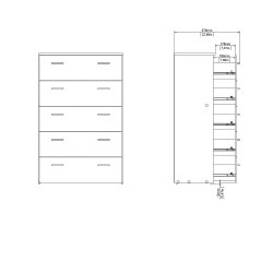 Space kommode - hvidt tr, m. 5 skuffer 
