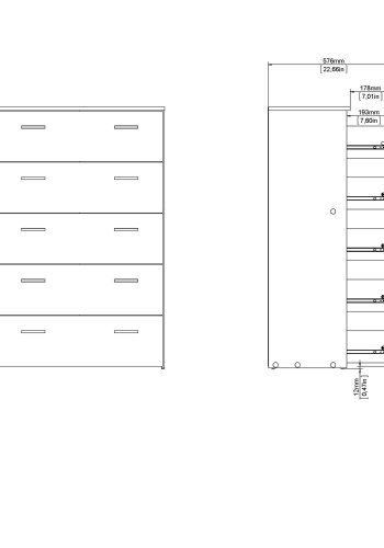 
TVILUM space kommode - hvidt træ, med 5 skuffer
